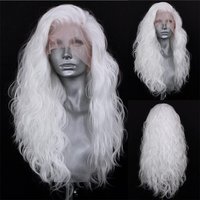 AIMEYA 13*4 Synthetic Lace Front Wigs for Women White Blonde Lace Wig Heat Resistant Fiber Natural Hairline Cosplay Party Wigs