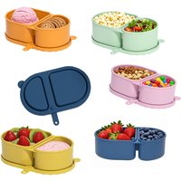 Silicone double-grid seasoning box sauce box portable packaging with lid odor-free food-grade lunch box snack container