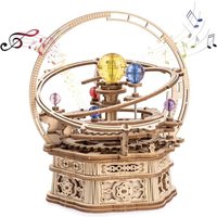 Robotime Rotating Starry Night Mechanical Music Box 3D Wooden Puzzle Assembly Model Building Craft Kits for Children Kids AMK51