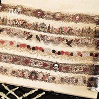 JIANWU 30mm*200cm Vintage Gothic Lace Flower Spider Web Landscape Material Collage Scrapbooking PET Tape Journal Stationery
