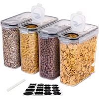 4PCS Kitchen Food Storage Tank Miscellaneous Grain Storage Box 2.5L/4L Set Transparent PP Sealed and Waterproof Storage Tank.
