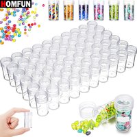 HOMFUN Plastic Clear Round Storage Bottles Mini Transparent Jars 5D Diamond Painting Accessories Container Beads Organizer Tools