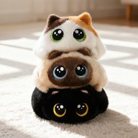 Cute Chubby Lying Cat Plush Toy Calico Siamese Black stuffed Kitty Plushies for Boys Girls Birthday Xmas Gift Desk Companion