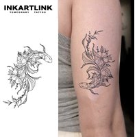 Hand-painted goldfish temporary tattoo stickers, magic tattoos, herbal juice tattoos, lasting 1-2 weeks, realistic fake tattoos