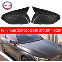 For Infiniti Q50 Q60 QX30 Q70 2014-2020 Rearview Side Mirror Cover Wing Cap Exterior Door Case Trim Sticker Carbon Fiber Black