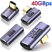 USB4.0 40Gbps Adapter USB C Male To Female 90 Degree 100W Fast Charging Data Converter for Laptop Tablet Phone Accessories