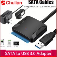 SATA to USB 3.0 Adapter Cable 12V Power Adapter Included SATA III Hard Drive Disk Converter UASP Support for3.5/2.5 Inch SSD HDD