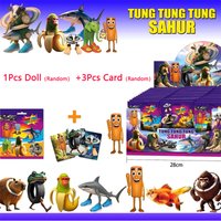 1Pc Italian Brainrot Blind Bag Toys Mystery Box tung tung tung Sahur 1Pc doll &3Pcs Card Sets Funny Model Kids Blind Pouch Gifts