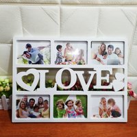 6 Slots Photo Wall Collages Kit Family Love Picture Frame Multi Opening Wall Decor Home Artwork Display
