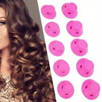 Silicone Hair Rollers Set, Hair Rollers No Heat Rubber Pink No Clips Hair Curlers Styling Waving Hairstyle Tool