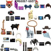The Record Cat Cup Horse Rope Guitar Stick Action Figures Weapons Pants Hair Parts Model Blocks MOC Bricks Set KM66067-KM66077