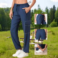Outdoor Cargo Hiking Pants with Flap Pockets Women's Drawstring Waist Fintness Trousers for Golf Travel Work Camping