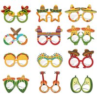 24pcs Funny Mexican Themed Glasses Cartoon DIY Party Paper Glasses Exquisite Fiesta Crazy Glasses Hawaii Tropical Summer