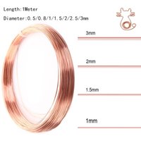 High Quality 1meter Coppes Line Wire 0.5/0.8/1/1.5/2/2.5/3mm T2 Coppers Red Coppers 99*90% Bare Wire