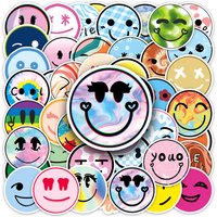 50Pcs Cartoon Cute Smile Cartoon Waterproof Sticker Skateboarding Snowboard Retro Vinyl Sticker
