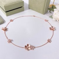 2026 Trendy Micro Pave Rhinestone Clover Six-Petal Flower Clavicle Necklace Elegant Luxury Pendant Jewelry For Women