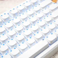 Cute Cat Keycaps PBT MAO Profile Round keycap Side Print Through Backlit Keycap Minimalist White Style For Mechanical Keyboard