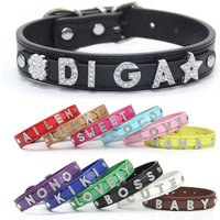 Custom Cat Dog Collar Personalized Rhinestone Puppy Collars Adjustable Letter Crown Charm Name Dog Necklace Chihuahua Id Collar