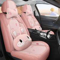 Plush Car Seat Cover Set Universal Pink Seat Cushion Auto Seat Protector Mat Automobile Covers fit most Car Interior Accessories