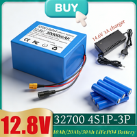 32700 Lifepo4 4S Battery Pack 12.8V 10~30Ah with Balanced BMS for Electric Boat and Uninterrupted Power Supply 12V.