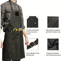 Tablier à outils en Denim léger avec poches, tablier en toile cirée imperméable pour hommes et femmes, tablier de travail réglable