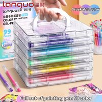 Languo Multi-Color Gel Pen 45/72/99 Colors 0.6mm Morandi Pen Large-Capacity Color Handbook Pen for Student Painting Graffiti