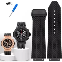 Silicone watch Band for HUBLOT HB Yubo classic fusion big bang Waterproof Black Rubber watch band convex mouth 26MM * 19mm