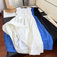2026 Summer New Fashion Sleeveless Solid Cotton Elegance Midi Party Dresses Ladies