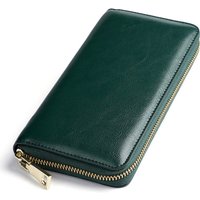 New Oil Waxed Cowhide Women's Zipper Wallet Long Genuine Leather Large Capacity Handbag Japan Style