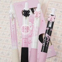 Lucky Bow Retractable Gel Pen - Cute & Charming Ballet Style, High-Quality Neutral Pen, Black & White Ballet-Themed Pen for S