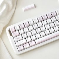 Whisper Theme Pink Keycaps Set Pbt Sublimation Cherry Profile Custom Original Handmade Keycaps for Mechanical Keyboard Gift