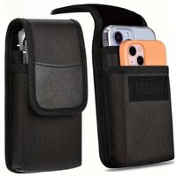 Universal phone bag under 7.5 inches Nylon Dual Pocket Cell Phone Belt Pouch Case Men's Outdoor bag for iPhone 16 15 Samsung S23