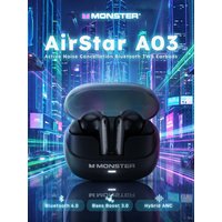 Monster Airstar A03 ANC Bluetooth 6.0 Headphones Punchy Deep Bass Sports Earphone Active Noise Cancellation TWS Wireless Earbuds