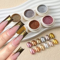6pcs Champange Gold Silver Mirror Powder Nail Art Glitter Rose Gold UV Gel Polish Chrome Dust Metallic Effect Pigment Decoration