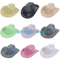 127C Eye-catching Cowboy Hats Heavy Crystal Panama Hat Surprise Gift for Girl Boys Bride Hat for Carnivals Music Festival