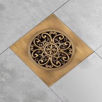 Antique Bronze Carved 15X15 CM Floor Drain Brass Shower Floor Drain Brass Square Floor Drain Screen Cover Grille Drain