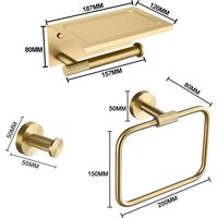 Brushed Gold Bathroom Hardware Accessories Towel Bar Wall Mounted Hand Towel Rack Roll Paper Holder Robe Hook Hanger Set