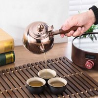 Drinkware 304 Stainless Steel Tea Kettle Flat Bottom Chinese Boiling Water Kettle Retro Side Wooden Handle Teapot Restaurant