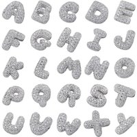Initials Cute Bubble Charms Pendant A-Z Silvery Colour Cubic Zirconia Necklace Beaded Pendant 26 Letters Fashion Gift: VD1649