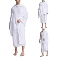 Pure White Muslim Ihram Hajj Towel Islamic Pilgrim Shawl Saudi Arabian Beach Prayer