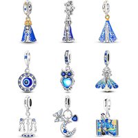 New 925 Sterling Silver Starry Moon Devil's Eye Charms Pendant For Women Fit Original Bracelet DIY Birthday Party Jewelry Gifts