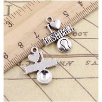 10pcs Charms I Love Baseball 21x19mm Tibetan Silver Color Pendants Antique Jewelry Making DIY Handmade Craft
