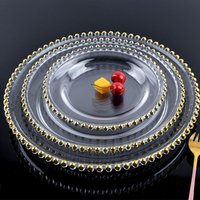 European-style Phnom Penh Transparent Glass Beads Plate Pearl Plate Western-style Salad Tray Home Wedding Decoration Plate