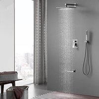 Concealed Shower System 2/3 Ways Water Outlet Hidden Bathroom Shower Faucet Set Embedded Brass Rainfall Bathroom Shower Set