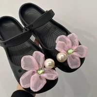 Designer Pink Flower Ballet Charms Set Women Summer Elegant Pearl DIY Mary Jane Shoe Accessories Girls Clogs Shoes Decorations