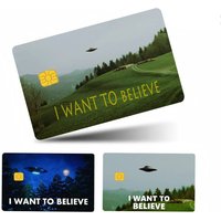 I Want To Believe UFO X Files TV Serie 4pcs 1Set Credit Debit Card Sticker Sticker Decoration Waterproof Small Card Skin Sticker