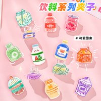 5pcs/lot Cartoon Beverage Bottle Clips Cute Acrylic Decorative Clips, Student Stationery Gifts, Test Paper Clips Ins Small Clips