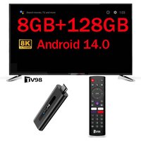 TV Stick 8GB 128GB Android 14.0 HD 8K 4K 3D 5G 4G WiFi TV98 Stick Allwinner H313 Quad Core Home Theater Media Player Smart IPTV