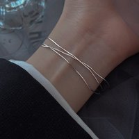 Silver Color Three Layer Snake Bone Chain Bracelet for Women Simple Fashion Girls Bracelets Jewelry Gifts
