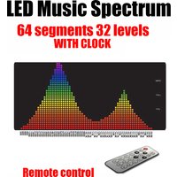 P4 RGB6432 Music Spectrum LED Level Indicator CLOCK Display Remote Control Audio Signal VU Meter atmosphere light Rhythm Lamp